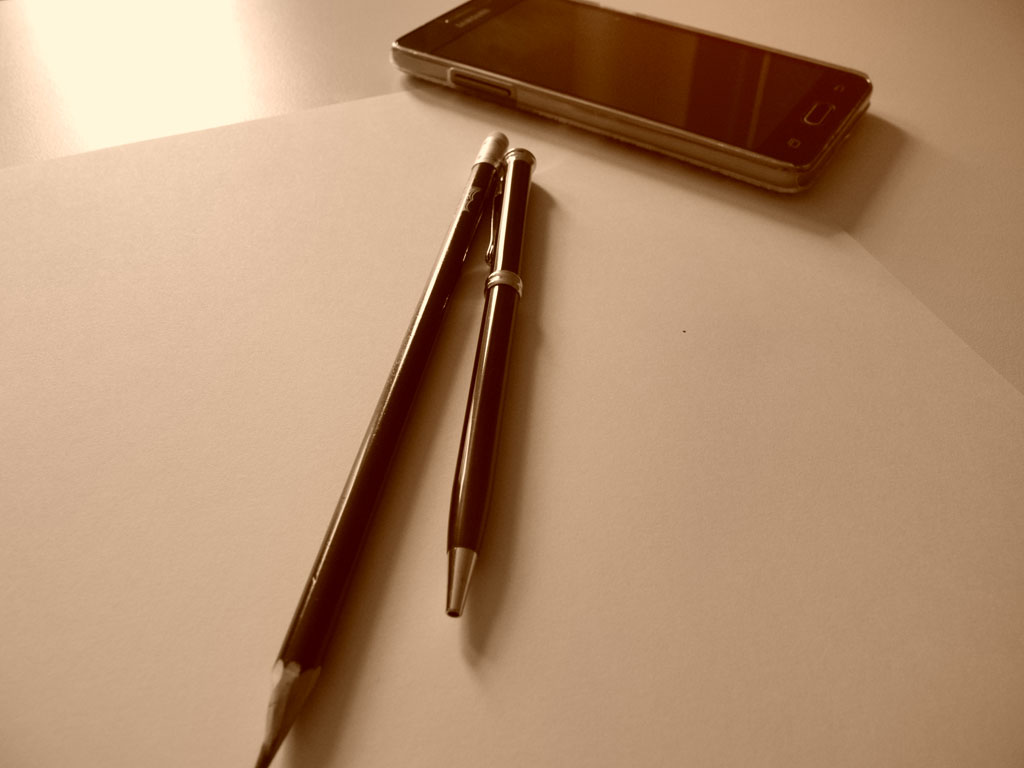 Pen pencil and phone